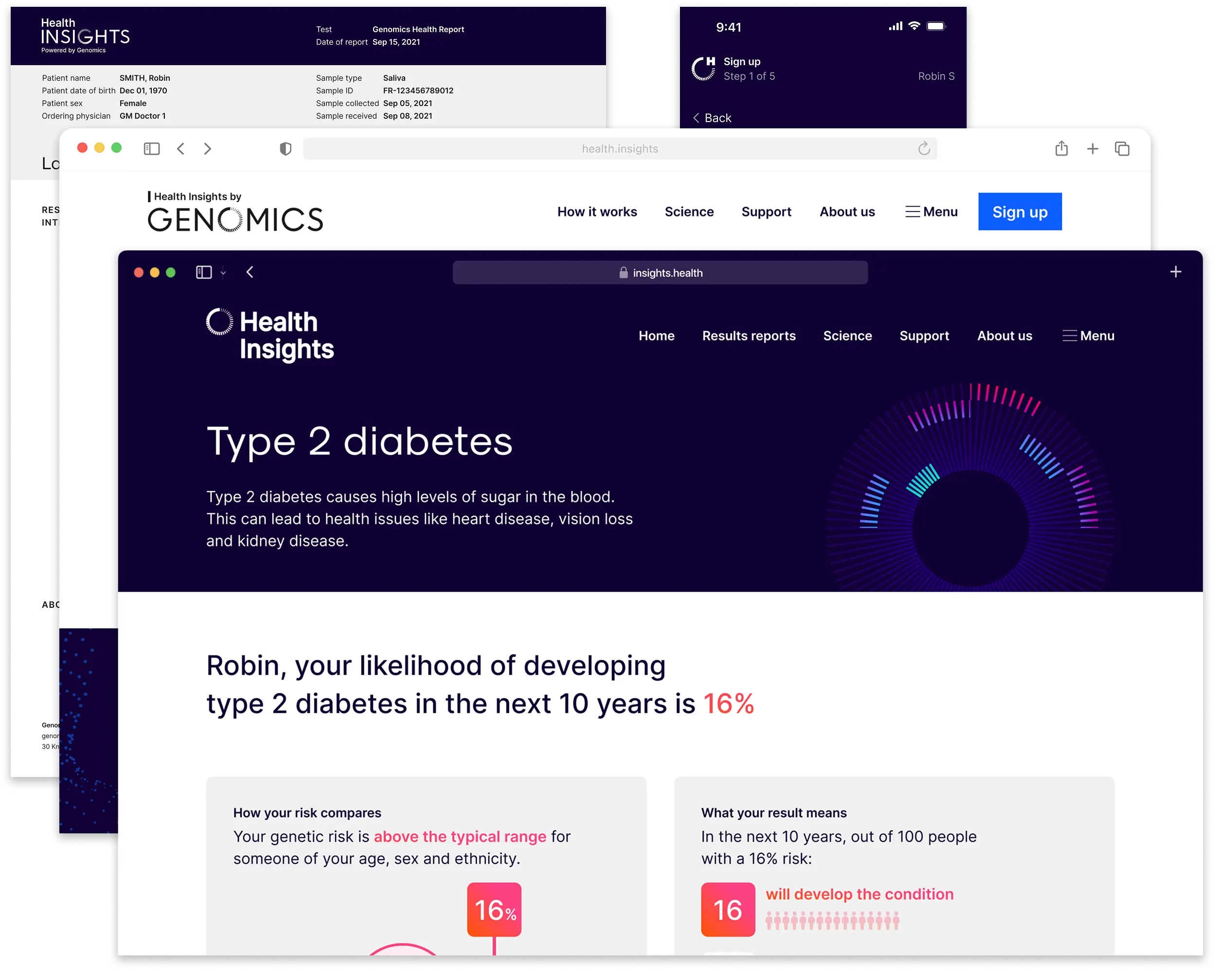 Health Insights branding with new gradients and extended navy palette