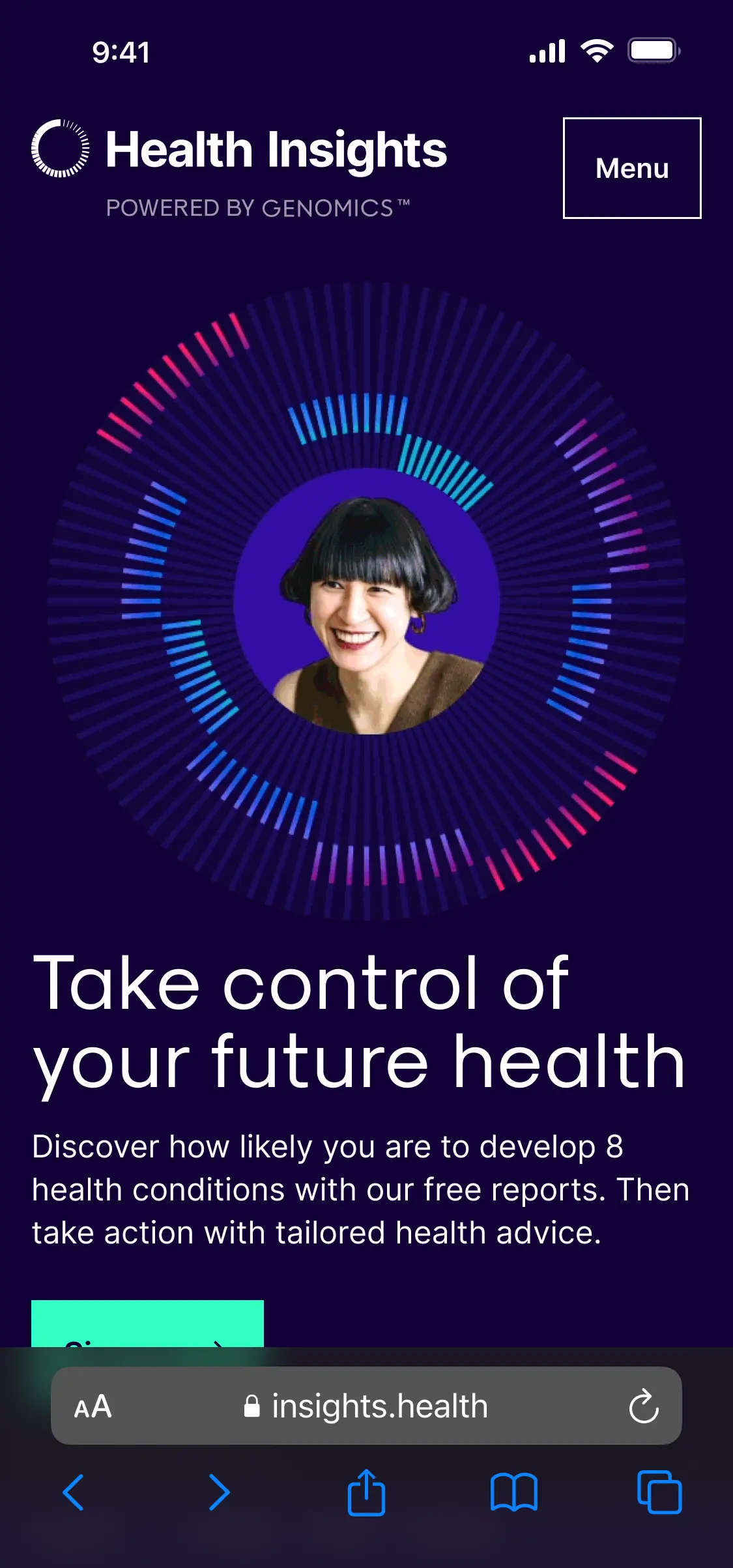 ‌Hero section on *Home*